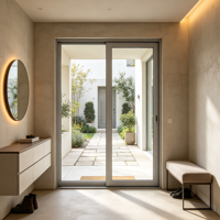 Porte coulissante intérieure en aluminium avec verre trempé dépoli pour chambre à coucher, espace privé, séparation de pièce