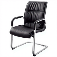 Chaise de bureau ergonomique pivotante à dossier haut - Chaise de conférence et de direction en cuir noir avec accoudoirs en cuir Western Arch