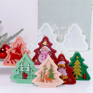 YS Flat Relief Christmas Tree Silicone <b>Candle</b> <b>Molds</b> Santa Claus Gypsum Decorations Casting Mould DIY Aromatherapy <b>Candle</b> Making - Product Image 1