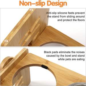 Bols pour chiens surélevés, bol d'eau pour bouledogue français incliné et surélevé, station d'alimentation pour animaux de compagnie en bambou incliné - Product Image 4