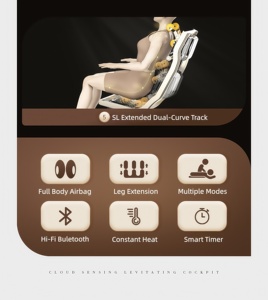Kommerzieller Dual-4D-KI-Massagesessel mit Ganzkörper-Airbags, Doppel-Wadenrollen, Fuß<span class=keywords><strong>massage</strong></span>, Taillenheizung, Bionischen Händen, Bluetooth, OEM-Lieferung - Product Image 4