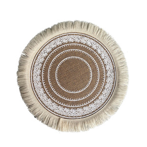 Napperons de <span class=keywords><strong>table</strong></span> ronds individuels en <span class=keywords><strong>jute</strong></span> à franges style bohème pour <span class=keywords><strong>mariage</strong></span>, repas et cuisine - Product Image 5