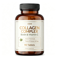 Tabletas de Colágeno Complejo con Vitamina C y Biotina para la Elasticidad de la Piel, Hidratación y Apariencia Juvenil
