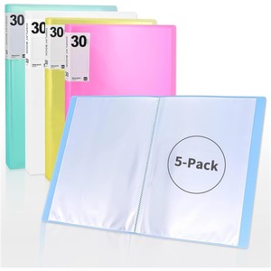 Lot de 4 classeurs SAM à 30 pochettes en PVC avec protège-documents en plastique, porte-documents d'art robuste, protège-feuilles transparents, classeur de présentation - Product Image 3