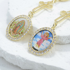 Llaveros de cruz <span class=keywords><strong>crucifijo</strong></span> de metal italiano, bolsas a granel, accesorios <span class=keywords><strong>para</strong></span> coche, colgante religioso espiritual, dijes de cristal de circonita DIY <span class=keywords><strong>para</strong></span> coche - Product Image 3