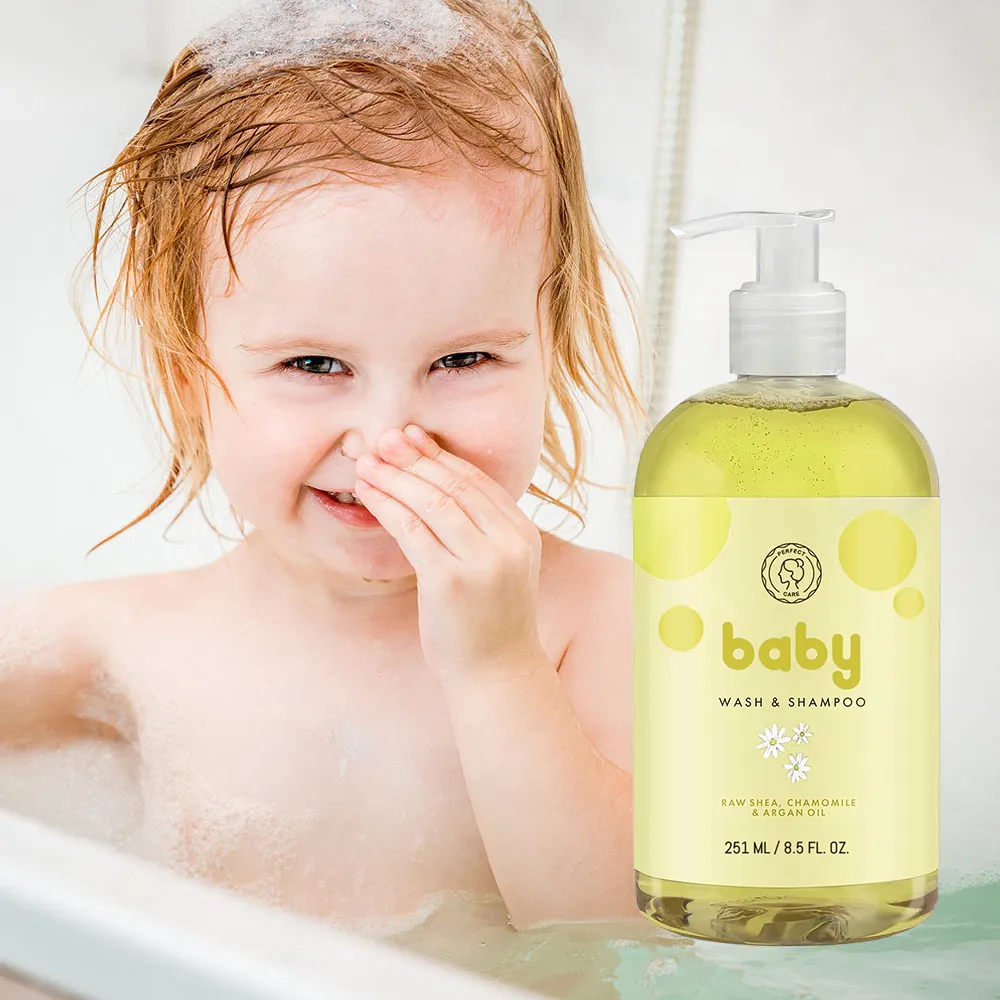 Oem Private Label Baby 'S 2 In1 Douchegel Kruidenshea Boter Formule Shampoo En Body Wash Voor Kinderen Verzorgingsproducten Sulfaatvrij