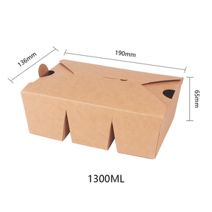 กล่องกระดาษคราฟท์พับได้ 3 ช่องสำหรับใส่ขนม อาหาร หรือทา<span class=keywords><strong>โก</strong></span>้ แบบนำกลับบ้าน - Product Image 4