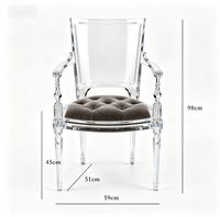 Chaise d'appoint moderne en acrylique avec pieds en acrylique transparent, coussin en velours, design italien, mobilier pour la maison