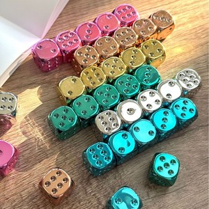 Creative Metallic <b>Dice</b> 16mm Electroplated Rounded Corners Acrylic Silver Durable For Chess And Card Games - Product Image 3