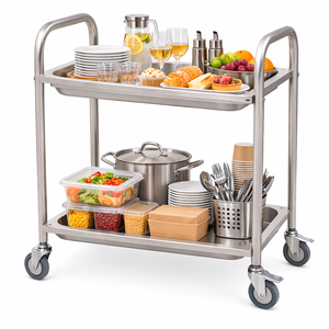 Commercial Kitchen Heavy Duty 4 Wheels 201 Stainless Steel 3 Layer Food <strong>Service</strong> Hand Trolleys <strong>Carts</strong> - Product Image 5