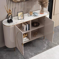 Buffet léger de luxe de style italien haut de gamme Buffet moderne minimaliste dessus en marbre blanc or armoire d'entrée salon Donglu