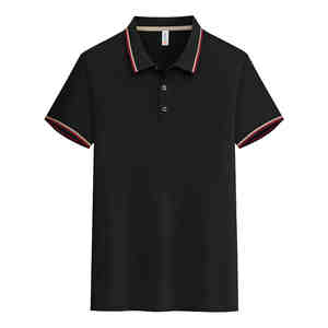 Corporate Luxury Knitted Woven Polo Shirts Black Polyester Spandex Custom Logo Embroidered Golf Men's Polo Shirts for Men - Product Image 1