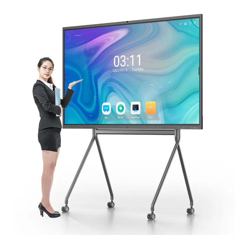 Tela touch de 75 polegadas 4k ultrafina, painel interativo para sala de aula e tv lcd