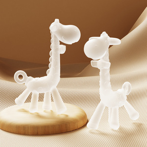 Jouet de dentition bébé girafe en silicone de qualité alimentaire 0-24 mois, jouet à mâcher apaisant - Product Image 2