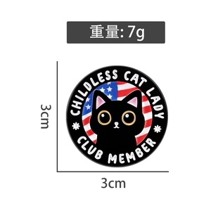 Spille in Metallo all'Ingrosso, Spille Creative a Forma di Gatto Carino, Spille Distintive a Forma di Gatto Nero Cartoon, Distintivi Rotondi in Metallo per Vestiti - Product Image 5