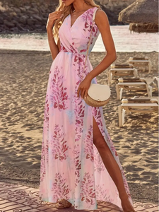 Nuovo abito <span class=keywords><strong>Casual</strong></span> elegante da donna estivo <span class=keywords><strong>con</strong></span> scollo a V stampato in Chiffon Modulare lunghi abiti lunghi per le vacanze - Product Image 4