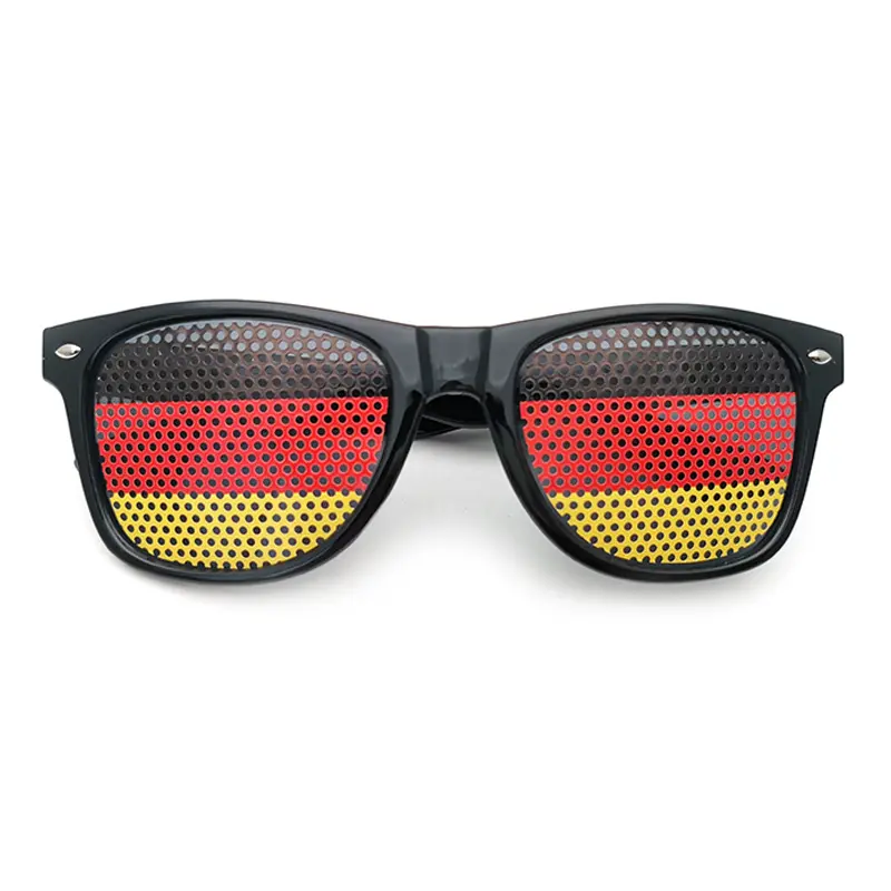 2024 tùy chỉnh giá rẻ Deutsch fan hâm mộ bóng đá Kính mát với bóng đá Thế Giới Đức cờ in trên ống kính