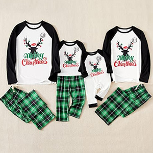 Fábrica Feliz Natal Xmas Elk Impresso Família Pijama Define Moda Cor Bloqueado Tops Calças Xadrez Sleepwear Outfits - Product Image 3