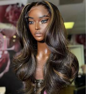 Parrucca da donna in <span class=keywords><strong>capelli</strong></span> umani vergini brasiliani Remy, 26 pollici, lunga, <span class=keywords><strong>castano</strong></span> chiaro con riflessi <span class=keywords><strong>castano</strong></span> <span class=keywords><strong>scuro</strong></span>, onda <span class=keywords><strong>naturale</strong></span>, cuticole allineate - Product Image 3