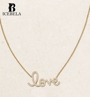 Collier Pendentif en Argent Sterling S925 Exquis et Romantique avec Grand Motif Lettre d'Amour et Zirconium pour Femme