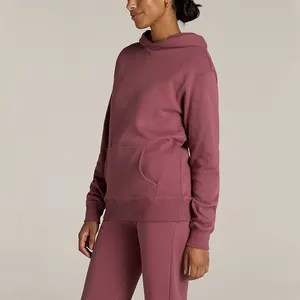 Custom Full Length Women Pullover Hoodie And Sweats Set Made From Cotton Poly Blend French Terry Or Fleece Fabrics With Logo Tag