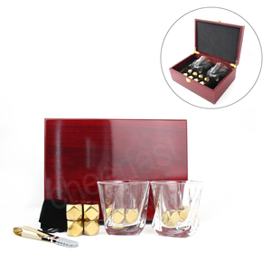 Reusable Stainless Steel Diamond Shaped Whiskey <strong>Ice</strong> <strong>Cubes</strong> &amp; Glasses Gift Set with Red Wooden Box - Product Image 6