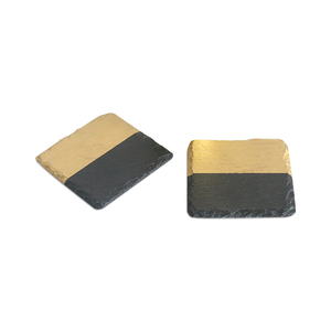 Posavasos cuadrado de piedra de Color dorado para regalo de la madre, pizarra de borde rugoso de 4x4 pulgadas - Product Image 1
