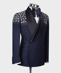 Trajes Formales de Negocios Personalizados para Hombre, Conjuntos de Pantalones y Blazer de un Solo Botón, Trajes Azules para Boda - Product Image 2