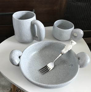 MSH <span class=keywords><strong>Tasse</strong></span> à café en céramique créative japonaise à grandes oreilles <span class=keywords><strong>Tasse</strong></span> à latte grise 300ml - Product Image 3
