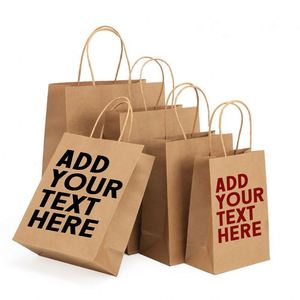 Sac en papier kraft brun et blanc avec poignée, personnalisable avec logo, réutilisable - Product Image 4