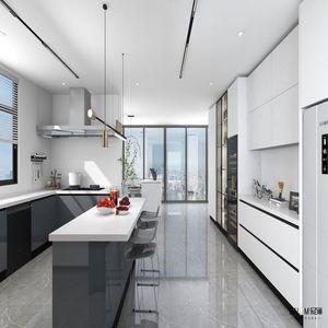 Juego de Muebles de Cocina Gris de Alto Brillo, Sistema Modular de Paquete Plano con Almacenamiento Inteligente Personalizado para Hogares Contemporáneos - Product Image 3