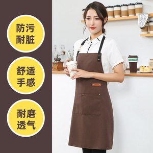 Tablier en toile réglable à col halter, taille unique, imperméable et résistant aux taches, pour restaurant, bar, tenue de travail - Product Image 4