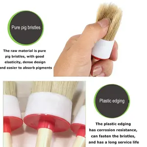 Wooden Handle Brush Chalk Paint Pig Bristles Plastic Ferrule Paint Brush For Painting Cleaning