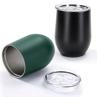 Gobelet à vin en acier inoxydable de 12 oz avec couvercle, tasse à café à double paroi isolée sous vide, tasse à bière pour boissons froides et chaudes