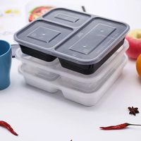 Boîte à lunch jetable en plastique PP à 3 compartiments, compatible micro-ondes, anti-fuite, pour la restauration et les services de traiteur