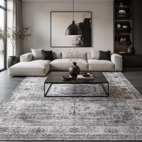 Tapis lavable à imprimé floral, tapis à poils ras doux pour salon, chambre à coucher, salle à manger, décoration intérieure