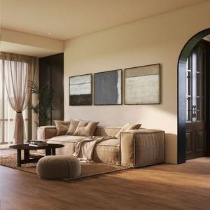 Art mural 3D encadré, peinture à l'huile minimaliste, toile peinte à la main pour la décoration de la maison ou du bureau de style bohème-minimaliste - Product Image 3