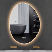 Miroir de maquillage LED pour salle de bain, fixation murale, grossissement 3x, anti-buée, à intensité variable, avec capteur tactile