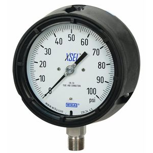 Manomètre de pression de process WiKA, cadran de 4,5 pouces, 0-1000 Psi, pièces en acier inoxydable, manomètre analogique - Product Image 1