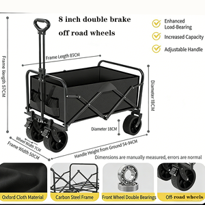 5 Inches Portable Picnic <strong>Trolley</strong> Telescoping Handle Camping Foldable <strong>Small</strong> Cart 89.5*51*55cm Outdoor Activities - Product Image 2