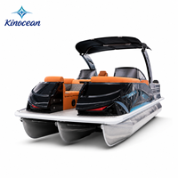 NOUVEAU 2026 Bateau Ponton de Luxe 12 Personnes de Haute Qualité avec Arche Sportive Électrique, Console et Auvent, Certifié CE, Bateau de Fête et de Loisirs