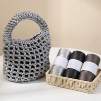 BIGGIFT Fil chenille teint en similicuir fait main, 95% polyester 5% élasthanne, pour tricot à la main et sacs