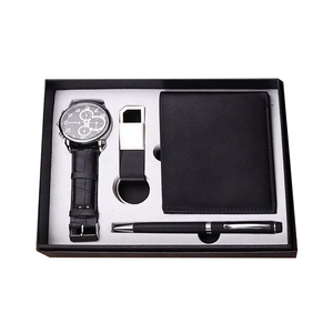 2025 alta qualidade luxo itens promocionais logotipo personalizado carteira corporativa negócios Relógios e caneta chaveiro 4in conjunto de presente - Product Image 1