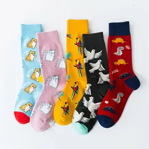 Neuer Trend Chinchilla und Friedens taube Dinosaurier Freizeit Männer und Frauen Paar Cartoon Tier Baumwoll socken