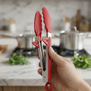 Juego de Pinzas de <span class=keywords><strong>Cocina</strong></span> de Silicona Profesionales de 9 y 12 Pulgadas con Soporte, Pinzas de Acero Inoxidable con Bloqueo para Barbacoa, <span class=keywords><strong>Cocina</strong></span> y Repostería - Product Image 3