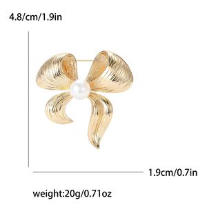 Corée du Sud Mode Alliage Or Mat Perle Arc Broche Élégant Gracieux Femmes Boutonnière Pin - Product Image 6