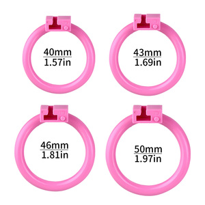 FRRK Sissy pembe bekaret kafes vajina pembe kedi erkek bekaret cihazlar için 4 yüzükler BDSM köle seks oyuncağı ile adam küçük horoz kafes - Product Image 4