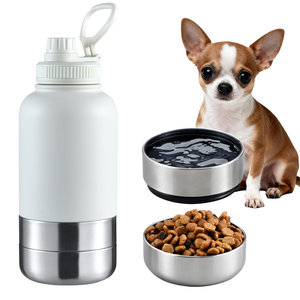 Bouteille d'eau isotherme 2-en-1 en acier inoxydable avec logo personnalisé, anti-fuite, réglable, pour chien et chat, avec gamelle de rangement intégrée - Product Image 5