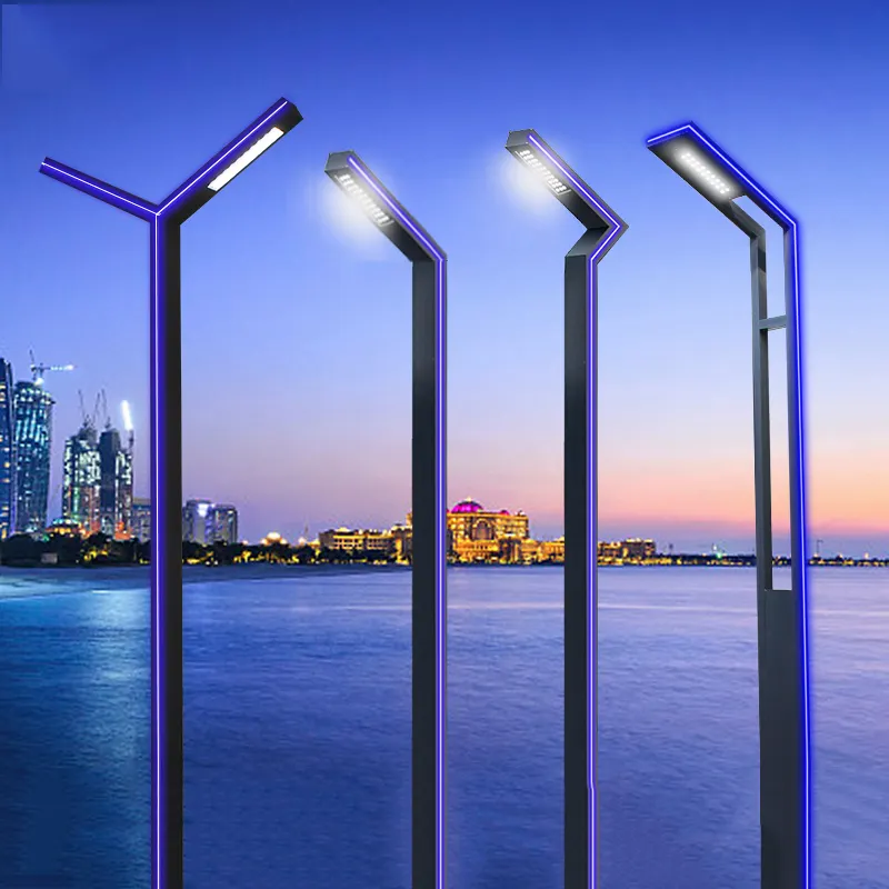 Tiang Lampu Taman Aluminium Die-Cast Lampu Lanskap Luar Ruangan Lampu Taman LED Pos Komunitas Lampu Jalan Led Atas