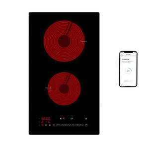 Table de cuisson électrique intelligente WiFi 2 brûleurs OEM ODM, en verre céramique noir, encastrable, pour la cuisine domestique - Product Image 2